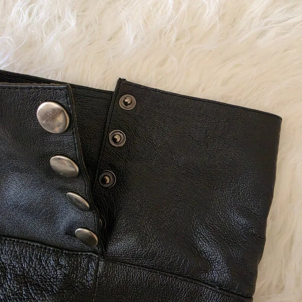 Chinese Laundry Leather Over The Knee Boots Black size 7M Flat Snap Buttons